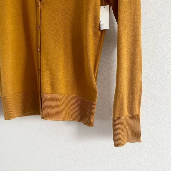 Nwt AMAZON Essentials Knit Cardigan Yellow V Neck Basic Button Up Sweater - Picture 6 of 14